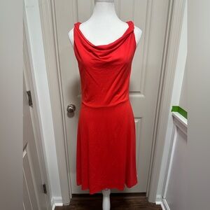 Ann Taylor Red Draped Midi Dress